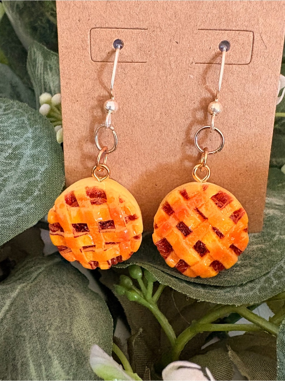 Handcrafted Mini Pie Dangle Earrings - Women's Jewelry